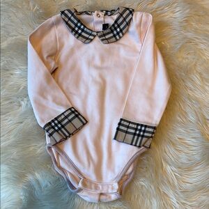 Burberry Pink Bodysuit with Plaid Accents
